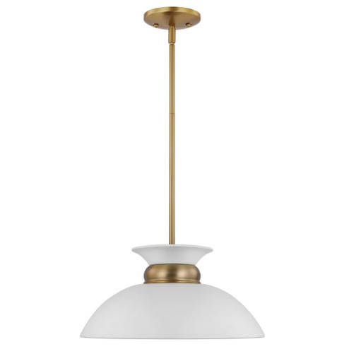 Perkins; 1 Light; Small Pendant; Matte White with Burnished Brass (81|60/7463)