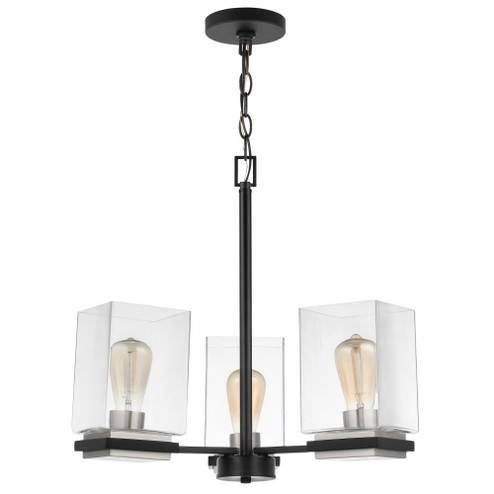 Crossroads; 3 Light Chandelier; Matte Black with Clear Glass (81|60/7655)