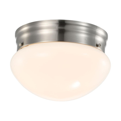 12 Watt; 7 inch; LED Flush Mount Fixture; 3000K; Dimmable; Brushed Nickel; Frosted Glass (81|62/1564)