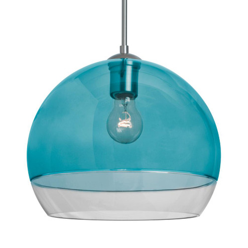 Besa, Ally 12 Cord Pendant, Coral Blue/Clear, Satin Nickel Finish, 1x60W Medium Base, (127|1JT-ALLY12BL-SN-L)