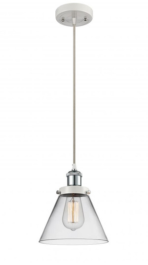 Cone - 1 Light - 8 inch - White Polished Chrome - Cord hung - Mini Pendant (3442|916-1P-WPC-G42-LED)