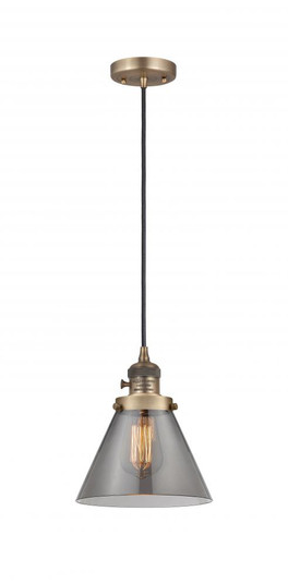 Cone - 1 Light - 8 inch - Brushed Brass - Cord hung - Mini Pendant (3442|201CSW-BB-G43-LED)