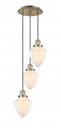 Bullet - 3 Light - 14 inch - Antique Brass - Cord hung - Multi Pendant (3442|113F-3P-AB-G661-7)