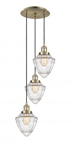 Bullet - 3 Light - 14 inch - Antique Brass - Cord hung - Multi Pendant (3442|113F-3P-AB-G664-7)