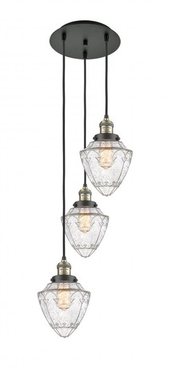 Bullet - 3 Light - 14 inch - Black Antique Brass - Cord hung - Multi Pendant (3442|113F-3P-BAB-G664-7)