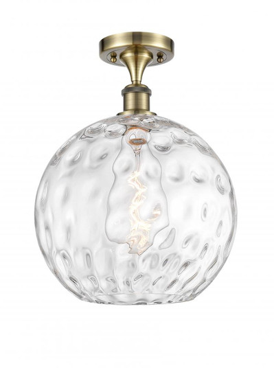 Athens Water Glass - 1 Light - 12 inch - Antique Brass - Semi-Flush Mount (3442|516-1C-AB-G1215-12-LED)
