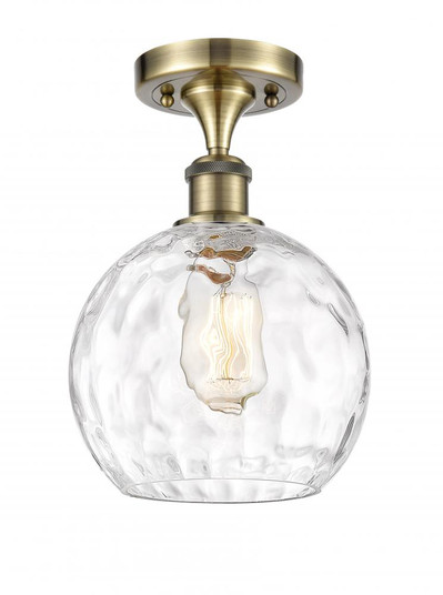 Athens Water Glass - 1 Light - 8 inch - Antique Brass - Semi-Flush Mount (3442|516-1C-AB-G1215-8-LED)