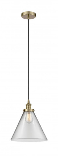 Cone - 1 Light - 12 inch - Antique Brass - Cord hung - Mini Pendant (3442|616-1PH-AB-G42-L-LED)