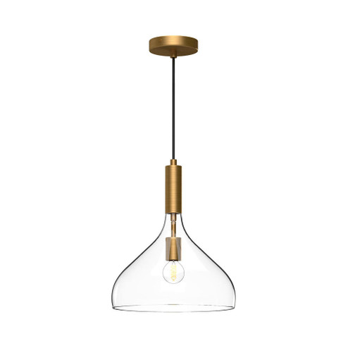 Belleview 12-in Aged Gold/Clear Glass 1 Light Pendant (7713|PD532312AGCL)