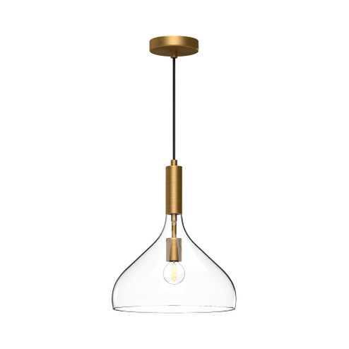 Belleview 12-in Aged Gold/Clear Glass 1 Light Socket Pendant (7713|PD532312AGCL)