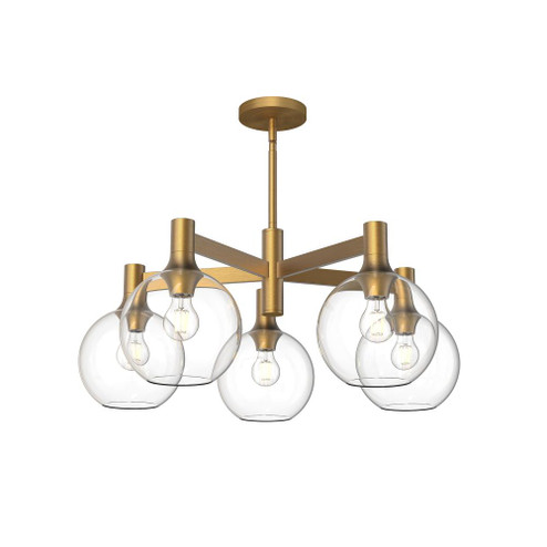 Castilla 29-in Aged Gold/Clear Glass 5 Lights Chandeliers (7713|CH506129AGCL)
