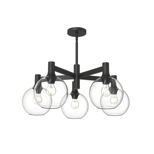 Castilla 29-in Clear Glass/Matte Black 5 Lights Chandelier (7713|CH506129MBCL)