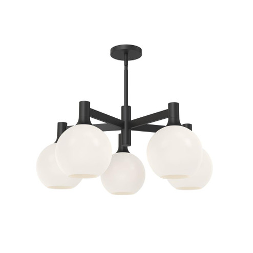 Castilla 29-in Matte Black/Opal Matte Glass 5 Lights Chandeliers (7713|CH506129MBOP)