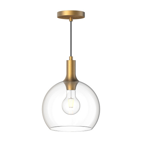 Castilla 10-in Aged Gold/Clear Glass 1 Light Socket Pendant (7713|PD506210AGCL)