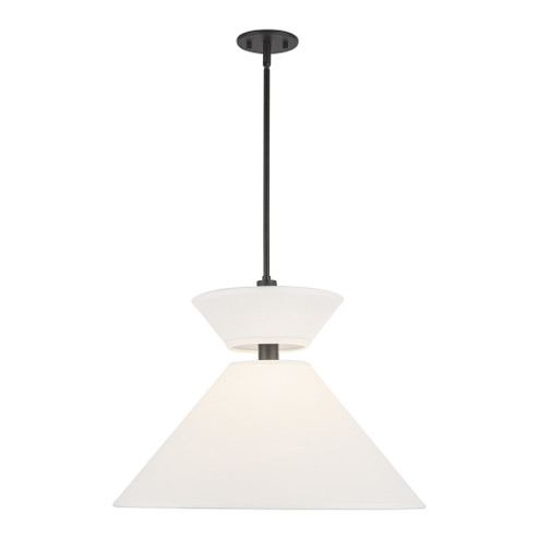 Chapelle 22-in Matte Black/White Linen 1 Light Socket Pendant (7713|PD543022MBWL)