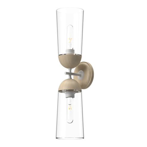 Emil 5-in White/White Oak 2 Lights Damp-Rated Wall/Vanity Light (7713|WV542226WHWK)