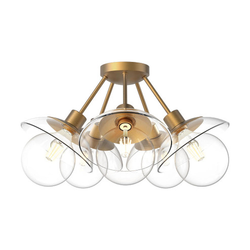 Francesca 20-in Aged Gold/Clear Glass 5 Lights Semi Flush Mount (7713|SF517220AGCL)