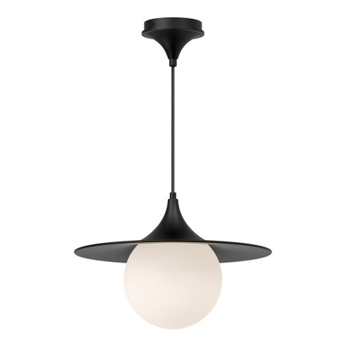 Fuji 16-in Matte Black/Opal Matte Glass 1 Light Pendant (7713|PD525216MBOP)