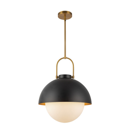 Harper 16-in Matte Black/Opal Matte Glass 1 Light Socket Pendant (7713|PD507216MBOP)