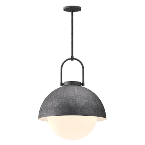 Harper 16-in Steel Shade/Opal Matte Glass 1 Light Socket Pendant (7713|PD507216SLOP)