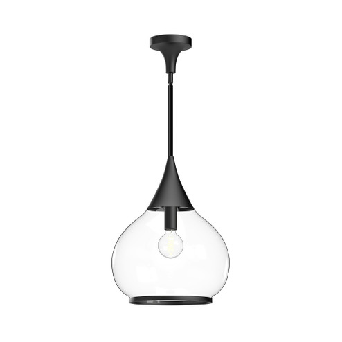 Hazel 14-in Clear Glass/Matte Black 1 Light Socket Pendant (7713|PD524214MBCL)