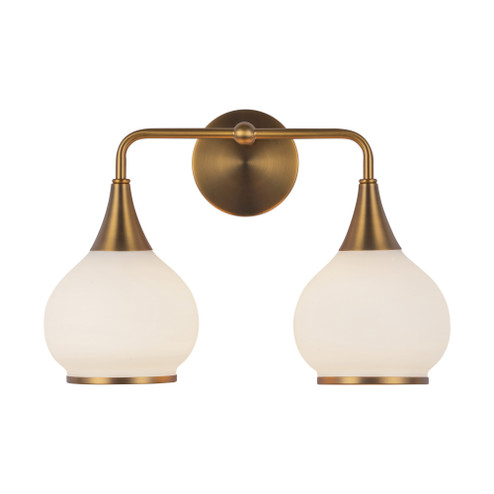 Hazel 17-in Aged Gold/Opal Matte Glass 2 Lights Damp-Rated Vanity Light (7713|VL524217AGOP)