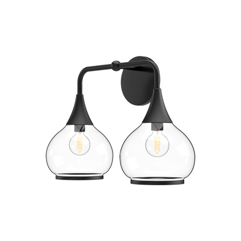 Hazel 17-in Clear Glass/Matte Black 2 Lights Damp-Rated Vanity Light (7713|VL524217MBCL)