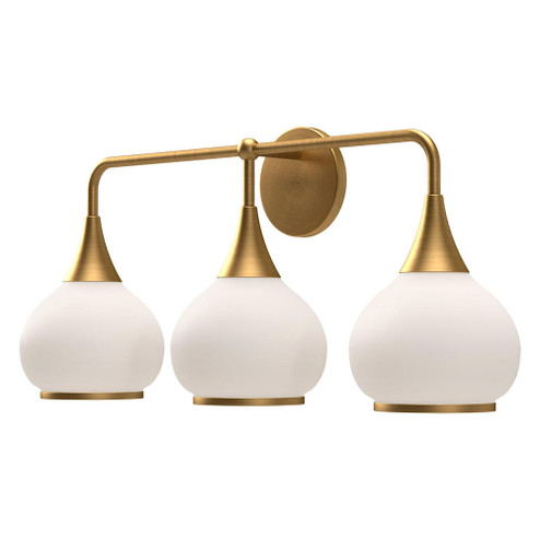 Hazel 26-in Aged Gold/Opal Matte Glass 3 Lights Vanity (7713|VL524326AGOP)