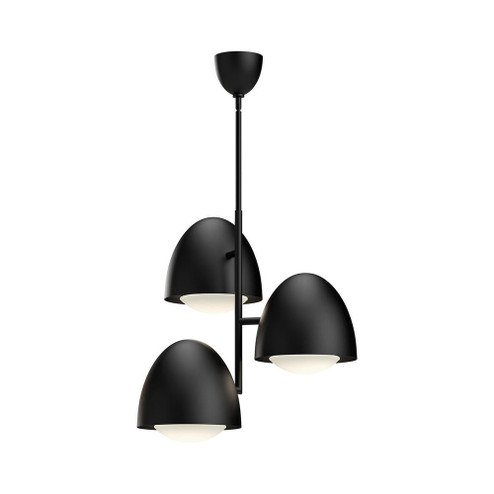 Kenji 24-in Matte Black/Opal Matte Glass 3 Lights Chandeliers (7713|CH529024MBOP)