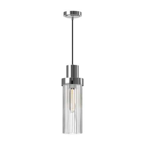 Kent 5-in Chrome/Clear Ribbed Glass 1 Light Socket Pendant (7713|PD435605CHCR)