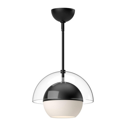 Lucy 12-in Matte Black/Opal Matte Glass 1 Light Pendant (7713|PD568212MBOP)
