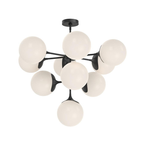 Nouveau 35-in Matte Black/Opal Matte Glass 10 Lights Chandelier (7713|CH505335MBOP)