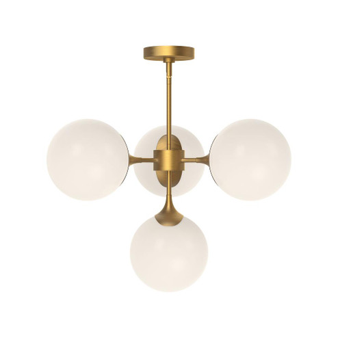 Nouveau 26-in Aged Gold/Opal Matte Glass 4 Lights Chandeliers (7713|CH505426AGOP)