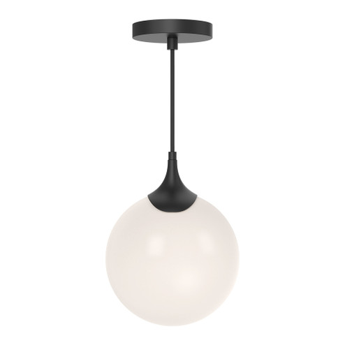 Nouveau 8-in Matte Black/Opal Matte Glass 1 Light Socket Pendant (7713|PD505108MBOP)