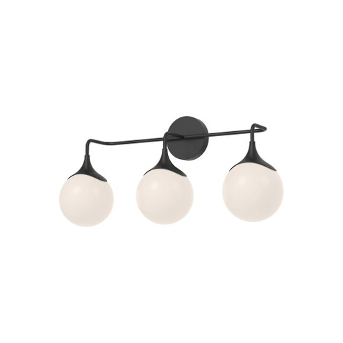Nouveau 25-in Matte Black/Opal Matte Glass 3 Lights Damp-Rated Vanity Light (7713|VL505125MBOP)