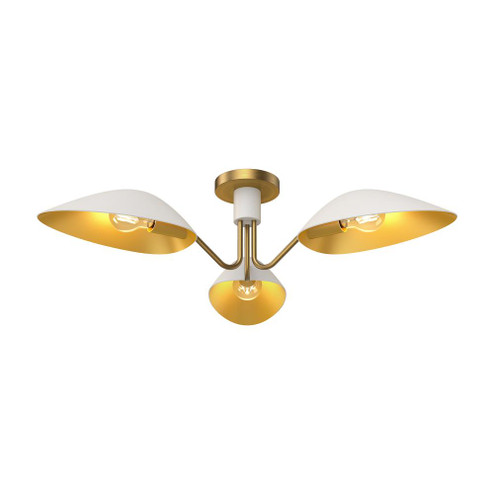 Oscar 32-in Aged Gold/White 3 Lights Semi Flush Mount (7713|SF550332WHAG)