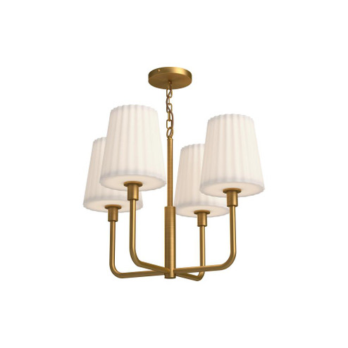 Plisse 23-in Aged Gold/Opal Matte Glass 4 Lights Chandelier (7713|CH628423AGOP)