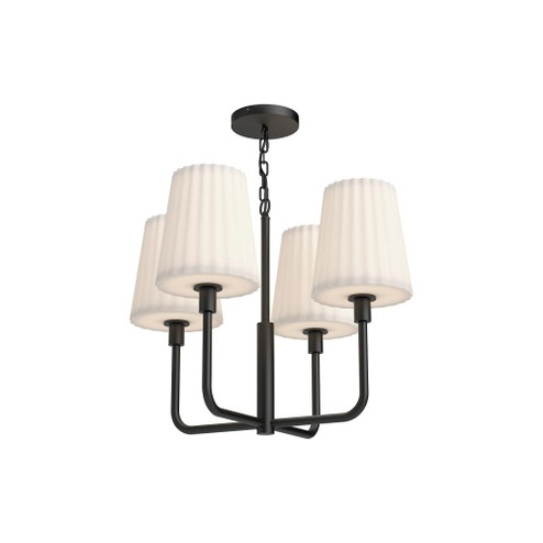 Plisse 23-in Matte Black/Opal Matte Glass 4 Lights Chandeliers (7713|CH628423MBOP)