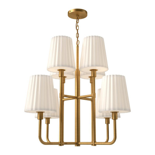Plisse 30-in Aged Gold/Opal Matte Glass 8 Lights Chandeliers (7713|CH628830AGOP)