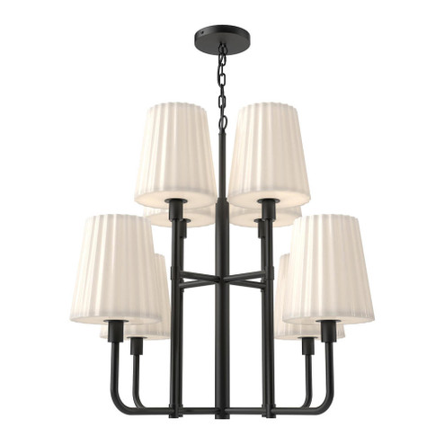 Plisse 30-in Matte Black/Opal Matte Glass 8 Lights Chandeliers (7713|CH628830MBOP)