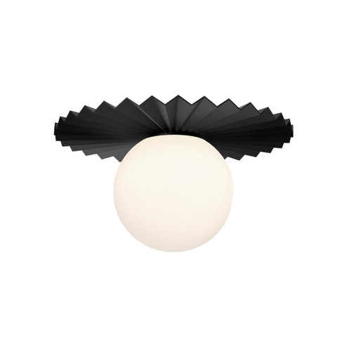 Plume 12-in Matte Black/Opal Matte Glass 1 Light Flush Mount (7713|FM501212MBOP)