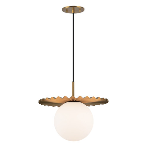 Plume 14-in Brushed Gold/Opal Matte Glass 1 Light Socket Pendant (7713|PD501214BGOP)