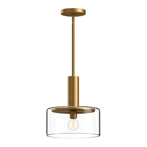 Royale 10-in Aged Gold/Clear Glass 1 Light Socket Pendant (7713|PD535010AGCL)