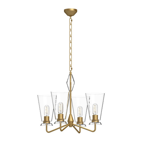 Salem 23-in Brushed Gold/Clear Glass 4 Lights Chandeliers (7713|CH570423BGCL)