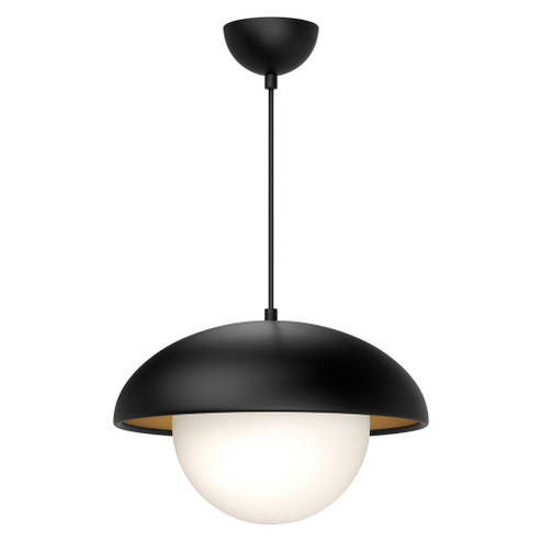 Rubio 16-in Matte Black/Opal Matte Glass 1 Light Pendant (7713|PD522016MBOP)