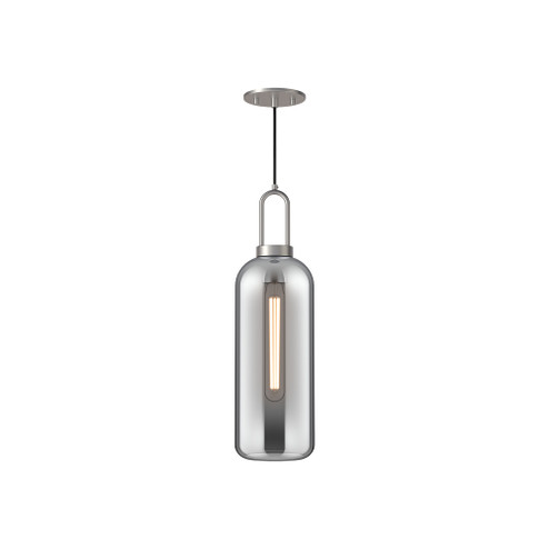 Soji 6-in Brushed Nickel/Smoked Solid Glass 1 Light Socket Pendant (7713|PD401606BNSM)
