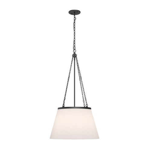 Speakeasy 18-in Matte Black/White Linen 1 Light Pendant (7713|PD544517MBWL)