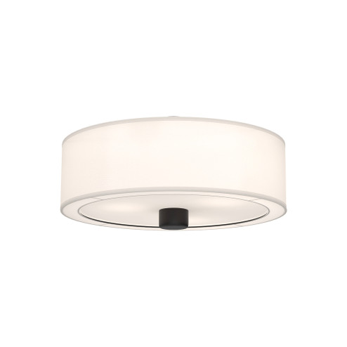 Theo 24-in Matte Black/White Linen 3 Lights Flush Mount (7713|FM547924MBWL)
