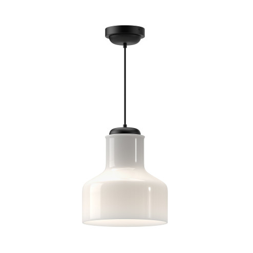 Westlake 11-in Glossy Opal Glass/Matte Black 1 Light Socket Pendant (7713|PD540411MBGO)