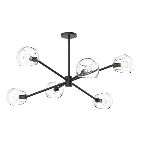 Willow 37-in Clear Glass/Matte Black 6 Lights Chandelier (7713|CH548637MBCL)
